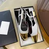 Designersandaler Klassiska kvinnor Pumps Skor Runt huvud Kvinnlig kalvskinn Läder Utomhusrutschbanor Mode Slip On Grund Elegant dam sandal med låga klackar