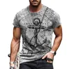 T-shirts pour hommes Mode Ancre de bateau Imprimer T-shirts pour hommes Été O-cou Tops à manches courtes T-shirts décontractés T-shirts amples Casual Hommes Vêtements 6XL T230103