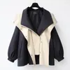 Trench femminili Women Patchwork Freascinata a vento a vento a maniche lunghe cappotto con cappuccio con cappuccio di abbigliamento di moda coreano primavera coreano