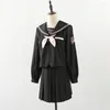 Kläder sätter Black School Girl Uniform Japanese Class Sailor Uniforms Studenter Kläder för flickor Anime Cos Suit Women