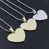 Collares pendientes 3 colores Rhinestone Dogtags Acero inoxidable Love Heart Dog Tags collar Fashin Army Jewelry para hombre DIY Logo