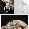 Anneaux de mariage classique cuivre luxe cristal couleur argent pour femmes femme blanc cubique Zircon bague de fiançailles bijoux cadeau