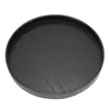 Assiettes 24CM noir rond bois naturel plateau de service assiette en bois serveur de thé plats eau boisson plateau conteneur