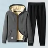 Men's Tracksuits 2023 Men Winter Cashmere Tracksuit Fashion Men's Outdoor Sports Sets Fleece Hoodie Pants Thicken Warm Track Suit Mens