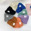 Berets outono inverno carta rotulagem simples cor sólida malha beanie chapéu engrossar quente mohair torção de alta qualidade boné feminino masculino