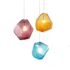 Lampes suspendues colorées modernes lumières lampe en verre suspendue avec ampoule G9 pour luminaires d'intérieur de barre jaune/bleu/ambre/gris