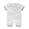 Designer baby onesies met hoed babykinderen luxe bodysuit korte mouw pakken baby's kleding sets met caps childrens zomerkleding 0-24m