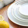 Plates Gold Edge Ceramic Plate Dish White Porcelain Tableware Western-style Dinner Dishes And Sets