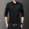 Camisas casuais masculinas camisa masculina outono de inverno cor sólida cor de negócios profissional vestido juvenil de manga longa