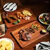 Teller, Steak-Tablett, Massivholz-Teller, Western-Holzbrett, Restaurant-Dessert