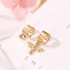 Dos boucles d'oreilles pour femmes bohème mariage mode asymétrique petit miel diamant Arc large goujon oreille manchette filles bijoux cadeaux