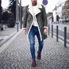 Erkek Ceketler Erkek Kış Sıcak Ceket Karışımları Çarpıklık Boyun Katı Uzun Kollu Gevşek Moda Dış Giyim Softshell Rüzgar Geçidi Parka #40