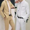 Men's Suits Jacket Pants 2 Pieces Set / 2023 Fashion Men's Casual Boutique Business Dress Wedding Groom Suit Coat Blazers Trousers