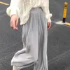 Kvinnors tvåbitar byxor Gaoke Summer Wide Leg for Women Casual Elastic High midja 2023 Fashion Loose Long Pleated Pant Trousers Femme