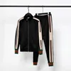 2023 Europe designer mens tracksuits Red green stripe luxury womens sport zipper classical letter print tracksuit sleeve sportsuit Streetwear sport suits