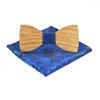 Bow Ties Men Handmade Wood Butterfly With Handkerchief British Party Wedding Business Accessories Gravata