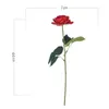 Decoratieve bloemen 1pc Rozen Kunstmatige Flanel Roos Bloemtak Rood Realistisch Nep Voor Bruiloft Woondecoratie