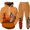 Men's Tracksuits Men's African Style 3D Printed Hoodie/Pants/Set Long Sleeve Hooded Sportswear Couple Casual Wear