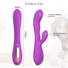 Articoli di bellezza Vibratore del dildo del riscaldamento del coniglio per le donne 10 velocità Giocattoli sexy vibranti Vagina G-Spot Clitoride Doppia stimolazione Masturbatore femminile