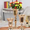 Vases Luxury Golden Flower Vase Home Desktop Crafts Flowers Ornament Arrangement Decoration Wedding Party Table Rack