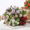Fleurs décoratives Mariage Mariée Décor Bouquet 11 Têtes Soie Artificielle Rose DIY Saint Valentin Fête Maison Table Décoration Faux Fleur