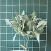Декоративные цветы 34,5 см искусственной серебряной личины хризантемы Фальшивая фальшивка на зеленый растение свадебное украшение