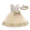 Mädchen Kleider Prinzessin Kleinkind Baby Mädchen Kleid Stirnband 2 Stücke Stern Pailletten Schleife Spitze Ärmellos Tutu Party Outfits 4 Farbe 1-6 Jahre