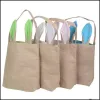 Andere feestelijke feestartikelen Home Garden Easter Rabbit Ears Bags Canvas Egg Packing Handtas Wholeale