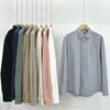 Mäns avslappnade skjortor 2031 Spring Fall Fashion Cotton Högkvalitativ mäns solida färg enkel skjorta japan stil långärmad basblus topp