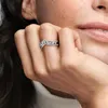 Bague double wishbone marquise étincelante pour Pandora, bijoux de mariage en argent sterling authentique pour femmes, bagues cadeaux en or rose pour petite amie avec coffret d'origine