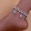 Anklets Bling Out Cuban Link Płatkę śniegu dla kobiet hurtowo masywni mężczyźni Crystal punkowy hip -hop boso sandały letnia kostka