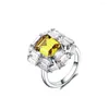 Anelli di nozze di alta qualità in argento color giallo rosa cristallo di dito elegante marca di marca CZ austriaca per donne solide