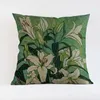 Pillow Vintage Flower Tropical Plants Leaves Cover Cotton Linen Decorative Pillowcase Chair Seat Square Home Decor