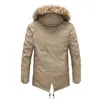 Outdoor-Jackets Hoodies Herren Winterjacke Parka mitten in der Länge plus Samt dicke warme Multi-Taschen-Pelzkragen Jacken Solid männlicher Outdoor-Freizeitmantel neu 0104