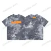 Xinxinbuy Men Designer T-shirt Paris Tie Dye Shirts Letters Borduurwerk Jacquard Korte Korte Katoen Women Wit Zwart Gray XS-2xl