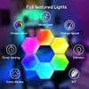 3-12 PCs Diy Smart RGBIC Lâmpadas de parede App App Bluetooth LED LEDA LAMP HEXAGONAL VOZ CONTROLE INDUÇÃO Fantasia Luz de neon com controle remoto