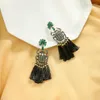 Dangle Earrings BALANBIU Bohemia Style Hyperbole Dark Crystal Insect Drop For Women Vintage Black Cotton Thread Tassel Jewelry