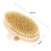 Natural Boar Brestles Dry Body Brush Wood Oval Shower Bath Borstes Exfoliating Massage Cellulitbehandling Blodcirkulation Partihandel