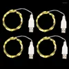 Strings 4PCS USB Wróżka Srebrna Filigree LED LED Light