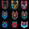 Demon Slayer Glowing EL Wire Mask Kimetsu No Yaiba Personajes Cosplay Accesorios de disfraces Anime japonés Fox Halloween Máscara LED C0813