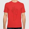 Camisetas para hombre Ok Shirt Todo gesto de la mano derecha Lenguaje de señas Ilustración Dibujo lineal Boceto minimalista Solo en blanco y negro