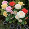 Spring Artificial Rose Solar Garden Stake Lights Pathway Landscape Lighting for Patio Yard Decoration SCVD889