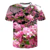 Camisetas masculinas de rua feminina verão 3d tulipe Flor T-shirt Planta casual Prind Prind Ladies Tops