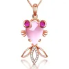 Pendant Necklaces MENGYI Lovely Creative Rose Goldfish Inlaid Pink Zircon Pendants Women Wedding Engagement Party 9 2 5 Jewelry Gift