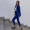 Pantalon deux pièces pour femmes mode bleu femmes costumes 2 coupe ajustée ensemble avec pantalon blazer/fait sur mesure pour le travail dames professionnelles tenues formelles