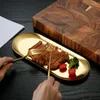 Plates Stainless Steel Dessert Dining Plate Nordic Style Gold Silver Nut Cake Fruit Towel Tray Snack Western Steak Kitchen Tools