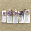 Pendant Necklaces Natural Stone Selenite Plaster Purple Druzy Agate Men Pendants Charm Rock Mineral Jewelry Reiki Healing Energy Souvenir