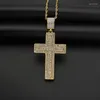 Pendentif Colliers Hip Hop Bling Glacé Couleur Or En Acier Inoxydable Double Croix Pendentifs Pour Hommes Rappeur Bijoux Cadeau