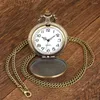 Pocket horloges vintage bronzen canvas boot kwarts ketting horloge met witte wijzerplaat en ketting voor mannen vrouwen