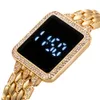 Frauen Uhren Gold Luxus Digitale Uhr Frauen Mode Damen Kreative Platz Edelstahl Armband Relogio feminino 230103